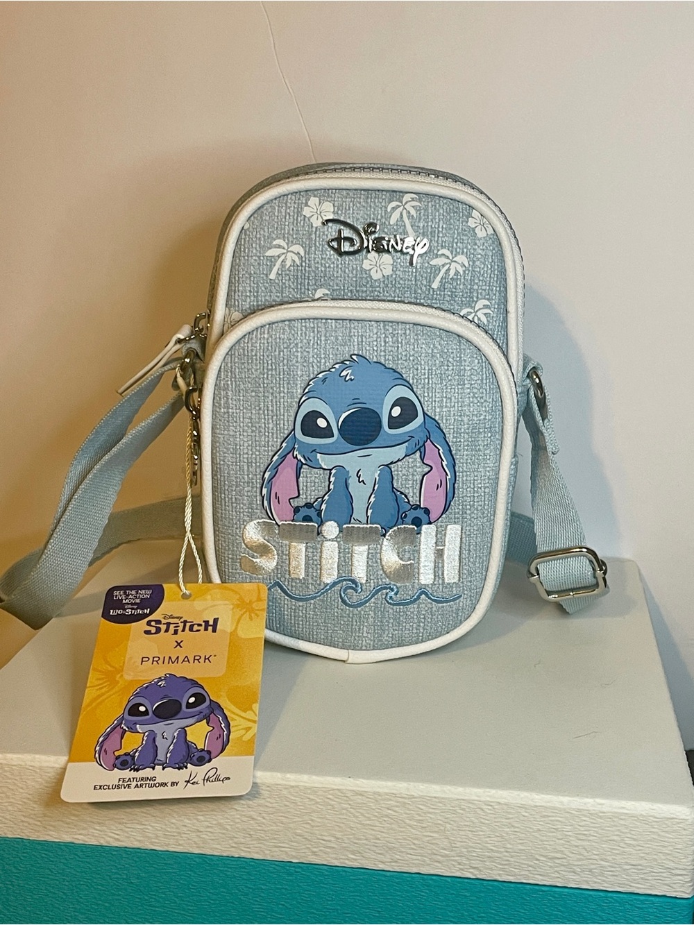 Primark Disney Stitch Crossbody Bag — Light Blue and White